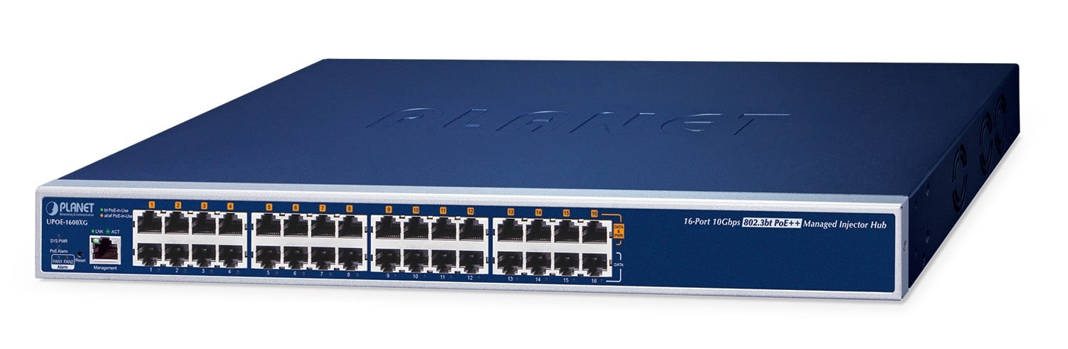 PLANET Planet 16-Port 10Gbps 95W 802.3bt  PoE++ Managed Injector Hub