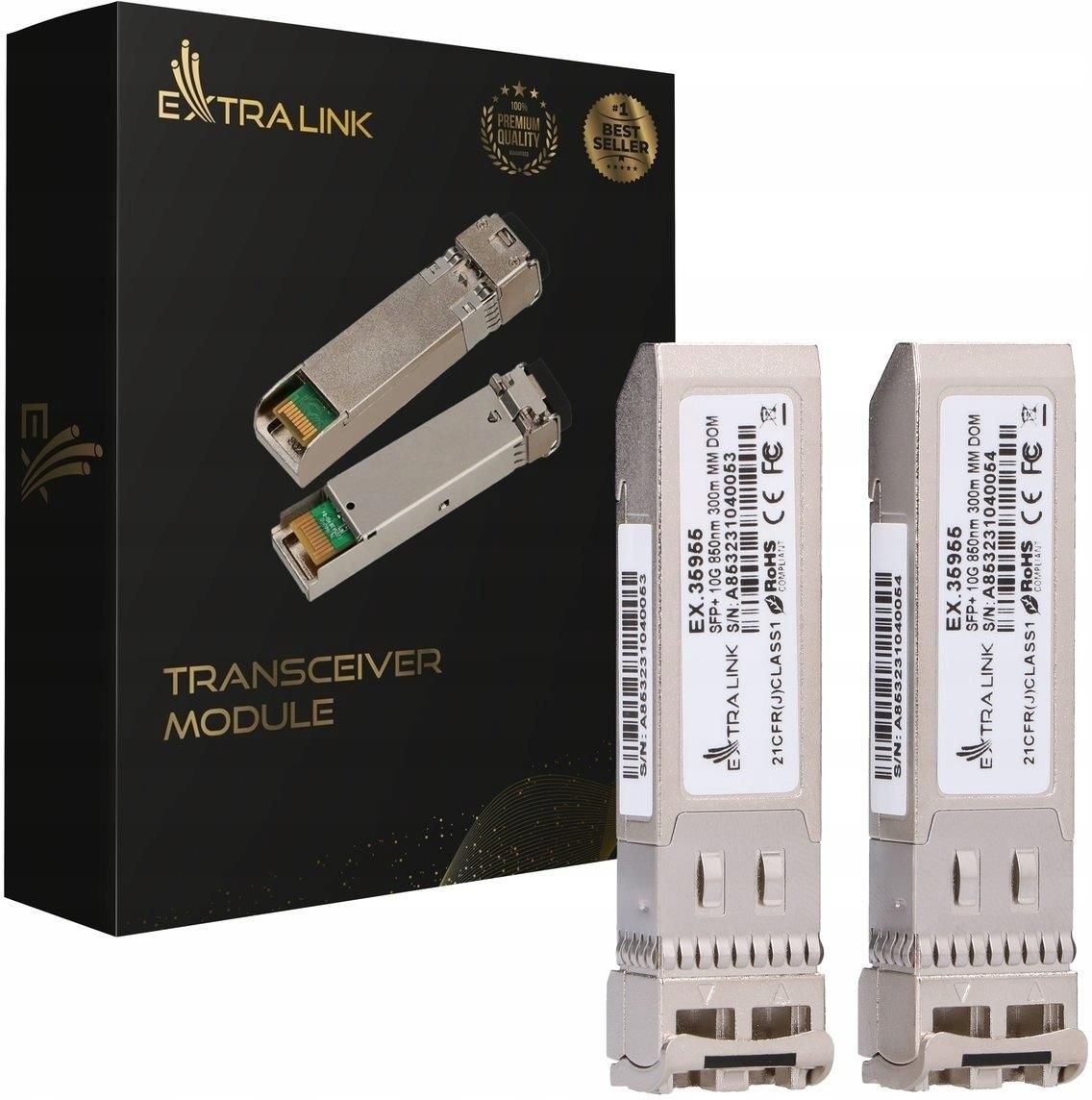 Extralink SFP+ 10G 2-pack | SFP+ modul | 10Gbps, LC/UPC EX.35955